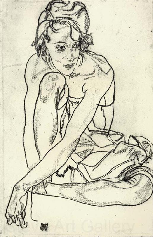 Egon Schiele Squatting Woman France oil painting art